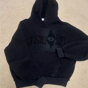 Black vision distressed streetwear  hoodie (instagram branded).
